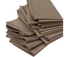 Linenme - Tovaglioli in cotone Plain, 45 x 45 cm, 12 pz, colore marrone