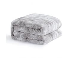 Aisbo Plaid Coperta Pile Singolo - Coperta Calda Invernale per Divano e Letto Singola 130x150 cm Pelosa Pile di Pelliccia Sintetica Morbida Grigio, Sherpa Blanket for Sofa and Couch