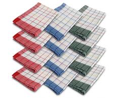 Leonardo Home - set strofinacci da cucina in cotone 12 pz - set asciugamani da cucina 12 pezzi - strofinaccio multiuso in cotone - 100% Made in Italy.