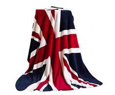 Coperta in morbido pile con bandiera del Regno Unito, con bandiera britannica, per divano, sedia, coperta da viaggio in peluche, facile da pulire, 200 x 150 cm, colore: rosso