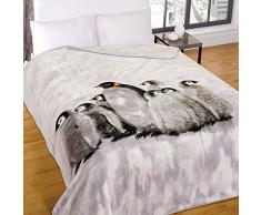 Dreamscene Coperta in pile super morbido con famiglia di pinguini, in finta pelliccia, per camera da letto