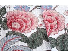 1001 Abitazione da sogno 15S02-1 - Coperta Quilt Lucy, motivo floreale, stile shabby chic, trapunta, Rose, 180 x 220 cm