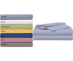 Tata Home Lenzuolo sopra 100% Cotone Misura 1 Piazza e Mezza cm 180X300 Colore Azzurro