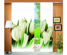 Home fashion Tulpa 88819-111 - Tenda a pannello con stampa digitale, 3 pezzi, motivo decorativo a foglia, 245 x 60 cm, colore naturale