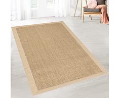 casa pura® Tappeto Sisal in fibre naturali con bordatura in cotone, facile da pulire, dimensioni a scelta (140 x 200 cm)
