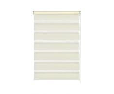 GARDINIA Doppia tenda a rullo con morsetto di fissaggio o adesiva, Doppia tenda a rullo/ Tenda a rullo con catenella laterale, Trasparente e con strisce opache, Kit di montaggio incluso, Crema, 90 x 220 cm (LxA)