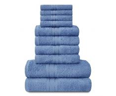 GC GAVENO CAVAILIA Gaveno Cavalia-Set di 10 Asciugamani Toronto in Cotone, con 4 Facce, 4 Mani e 2 da Bagno, Colore: Blu, Piazza e Mezza, 28 x 23 x 20 cm, 10 Pacco