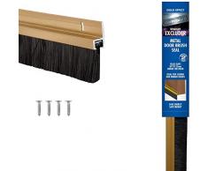 Stormguard 02SR0190838G - Guarnizione paraspifferi a spazzola con pinna in alluminio, applicazione nella parte inferiore delle porte, ideale per sigillare fessure fino a 1,5 cm 838 mm Oro