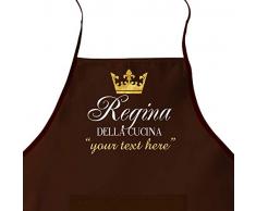 LaMAGLIERIA Grembiule da Cucina Personalizzato con Nome 'Regina della Cucina' cod.apr12 - Grembiule da cuoca, Marrone