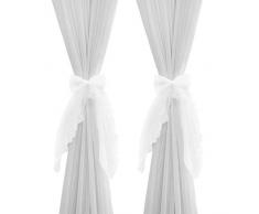 Hggzeg - Fermatenda con fiocco, in pizzo, per decorazione casa, 2 pz bianco