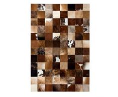 Tappeto Pelle di Mucca Patchwork, Plaid Fatto a Mano in Pelle Rotonda (10 cm x 10 cm) Tappeto di Giunzione Luce Moderna Idee di Moda Soggiorno/Camera da Letto/Cucina