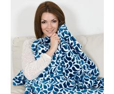 Coperta con maniche pile plaid kanguru deluxe FLORAL con tasca frontale inverno morbido