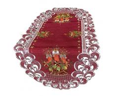 Runner da tavolo, tovaglia centrotavola, tovaglia natalizia, ricamata, candele rosse e bianche (45 x 110)