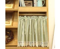 izielad Mantovane per Tende Tendine a Quadretti Tenda da Caffè Tende Cucina Country Tendina da Bistro 135X110CM