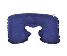 Hivel Gonfiabile Deluxe Cuscino Forma a U Viaggio Pieghevole Cuscini Guanciale per Collo,Aereo - Blu