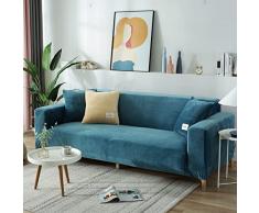 Topchances Copripoltrona in velluto a 1 posto, morbida fodera antiscivolo per divano e poltrona, con 1 federa per soggiorno (blu, 1 posto per 90-130 cm)