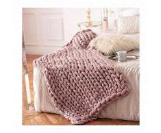 100% Lana Merino Coperta Coperta a Uncinetto Coperta Lana Grossa Coperta Intrecciata per Bambini per Adulti per la Lavorazione a Maglia di Sciarpe,tappeti,Cappelli,Maglioni,100X120CM