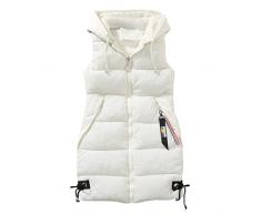 seiveini Donna Inverno Gilet con Cappuccio Leggeri Caldo Cappotto di Piumino Senza Maniche Trapuntato Giubbotto con Tasche Gilet Invernale da Donna Imbottito Trapuntino Termico Giacca A Bianco XL