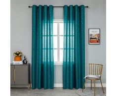 GIRASOLE HOME® Coppia Tende Verdi Smeraldo Semi Oscuranti Fantasia Stelline Argentate Tenda per Soggiorno Camera Cameretta Cucina e Interni 2 Pannelli con Occhielli (Verde Smeraldo, 140x290cm)