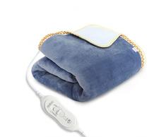 SXCDD Coperta riscaldante, 180 x 90 cm, con telecomando, con base riscaldante, colore blu, 3 livelli di temperatura