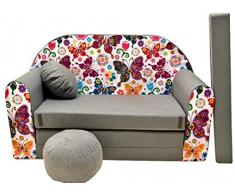 Pro Cosmo Divano da Bambini con pouf Omaggio, Pedana e Cuscini - A33