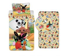 Jerry Fabrics F - Parure da letto - Bing - 3 pezzi - Bambino - Copripiumino - Reversibile - 140 x 200 - Lenzuolo con angoli - 90 x 200 cm - Federa - 70 x 90 cm Biancheria da letto - 100% cotone