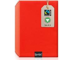 HappyNaps® Tovaglioli stoffa (Rosso) 100% Fairtrade Cotone organico | Tovaglioli cotone rossi sostenibili, lavabile fino a 60°C | Incredibilmente morbido | 45x45cm [Set di 6]