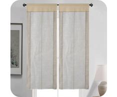 GIRASOLE HOME® Coppia Tende Filtranti in Simil Lino Tenda per Cucina e Interni 2 Pannelli con Tasca (Beige, 60x235cm)