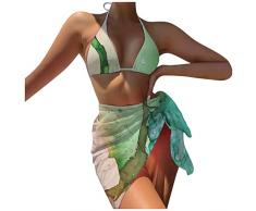 SamMoSon Tuta da Bagno Grafica per Teen Le Donne A Fascia Top Bikini allUncinetto Plaid Giallo Corpo Completo per Le Donne Sling Bikini in Maglia Bikini Sport Acquatici Fune Cute Bottoms