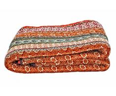 1001 Wohntraum 10265 Y1 - Trapunta patchwork con motivo orientale barocco, stile vintage, 150 x 200 cm, colore rosso
