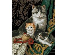 punto croce kit da ricamare Gatto sulla coperta opera darte principianti mestieri,kit ricamo,tela per punto croce,Decorazioni la casa-40x50cm (Tela prestampata 11CT)