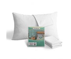 Aimtton Federa impermeabile 50 × 70 cm – cotone 2 pezzi di protezione cuscino con cerniera – Traspirante, ipoallergenico, antiacaro (bianco)