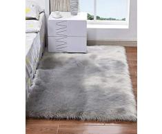 HARESLE Tapeti per Soggiorno Moderni Grigio Tappeto Soggiorno Moderno Tappeto Peloso Tappeto Shaggy per Stuoia di Pelliccia della Camera da Letto (Grigio,90x160 cm)