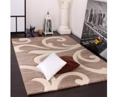 Tappeto Di Design Orlo Lavorato Moderno Ondulato Nei Colori Beige Crema , Dimensione:120x170 cm