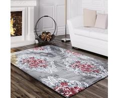 Tappeto Di Design Elegante Con Motivo Fiori Vintage Mélange In Grigio Crema Rosa, Dimensione:120x170 cm