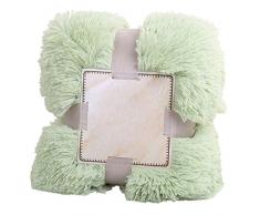 GODGETS Coperta in Pile Coperta TV Coperta di Pelliccia Effetto Longhair di Microfibra copriletto Coperta Aria condizionata Menta Verde 130×160 CM