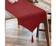 BALCONY&FALCON Runner da Tavolo, Runner per Cucina Impermeabile Runner Tavolo Moderno Antimacchia Runner per Mobili con Nappa per Casa Festa Natale Ristoranti Runner per Tavolo Rosso 240x35cm