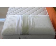 EVERGREENWEB - Cuscino in Lattice 40x70 Alto 12cm Cervicale DISPOSITIVO MEDICO Modello Saponetta con Doppia Fodera Tessuto Sfoderabile Aloe Vera e 100% Cottone Guanciale Ortopedico per Dolori al Collo
