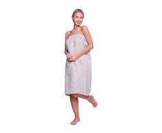 Ger3as, kilt da sauna da donna, 100% lino, asciugamano da sauna con elastico e chiusure a strappo , panno in lino, asciugamano per il benessere ad asciugatura rapida, 85 x 145 cm