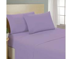 IlGruppone Lenzuolo Letto sotto con Angoli 100% Puro Cotone Made in Italy Tinta Unita - Lilla - 1 Piazza e Mezza Francese