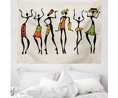 ABAKUHAUS Africano Tappeto da Parete e Copriletto, Clan Etnico Ballerino, per la Camera da Letto, 150 x 110 cm, Multicolore