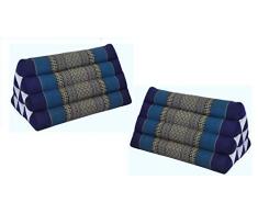 Wilai GmbH Set di 2 Cuscini Triangolo Thai, guanciale, Fabbricato in Thailandia, Blu (2x82200)