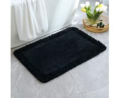MIULEE Tappetino Doccia Camera da Letto Zerbino Lavabile Ingresso Interno Casa per Soggiorno Cucina Bagno Entrata Microfibra Antiscivolo Lavabile Assorbente 1 Pezzi 40X60 CM Nero