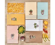 Vingi 3 Strofinacci rettangolari in Spugna Ricamati canovaccio Herbarium