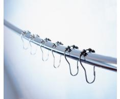 RIDDER 495500-350 - Set di 12 Anelli per Tenda Doccia, in Metallo con Sistema di Scivolamento