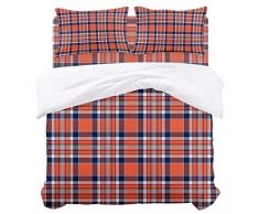 YnimioHOB Set Copripiumino Morbido Set 3 Pezzi Plaid Scozzese Doppio Spazzolato in Microfibra Premium Trapunta copriletto Set Biancheria da Letto per Tutte Le Stagioni per Adulti Ragazze Ragazzi