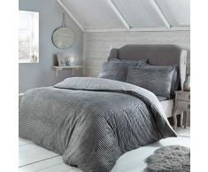 Sleepdown - Set di biancheria da letto in pile a coste, colore: Grigio-