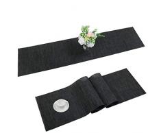 SHACOS Runner da Tavolo Nero Corridori Tavolo PVC Tessuto Vinile Plastica bambù Tovagliette Runner per Cucina Domestica Decorazione 30X180 cm