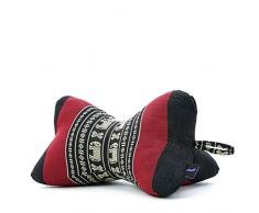 LEEWADEE cuscino tailandese per il collo: poggiatesta con la particolare forma di osso, cuscino da lettura in kapok naturale, 17 x 30 x 17 cm, nero rosso