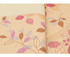 1001 Wohntraum 17jn17 Quilt Julia Ranken Foglie, 220 x 240 cm, Coperta plaid, Vintage Shabby Coperta, autunno giallo